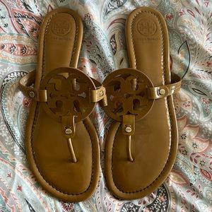 Tory Burch Miller Patent Tan Sandal